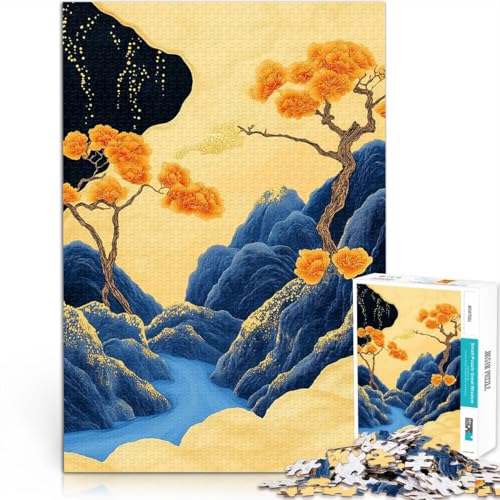 Japanische Berglandschaft 1000-teiliges Puzzle für Erwachsene Denkspiel mit vollständig ineinander greifenden, zufällig geformten Teilen 38x26cm von SYUNFEI