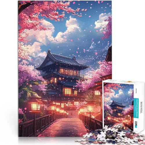 Japanische Kirschblütenstadt Teenager-Puzzle 1000 Teile Lernspielzeug für die ganze Familie Heimdekoration Spielzeug 38x26cm von SYUNFEI
