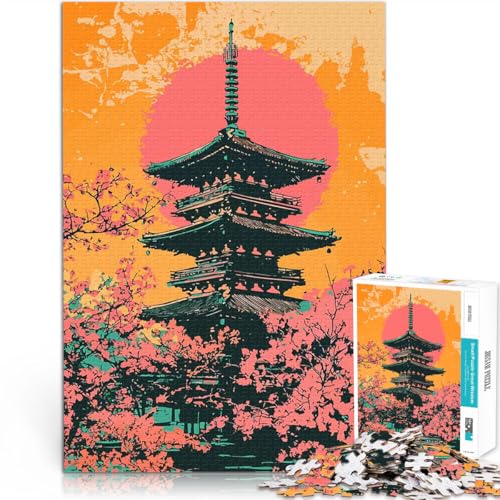 Japanische Pagode Sonnenuntergang Minimalistische Kunst 1000-teilige Puzzles für Teenager Denkspiel Perfekte Dekoration 38x26cm Japanische Pagode Sonnenuntergang Minimalistische Kunst 1000-teilige Puzzles für Teenager Denkspiel Perfekte Dekoration 38x26cm von SYUNFEI