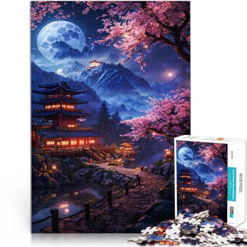 Japanische Sakura-Landschaft Puzzle für Erwachsene mit 1000 Teilen Quizspiel mit vollständig ineinander greifenden, zufällig geformten Teilen 38x26cm von SYUNFEI