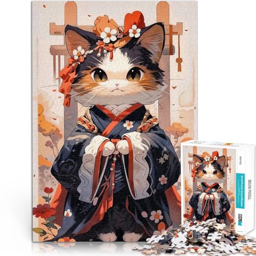 Japanischer Katzenkimono 1000-teiliges Teenager-Puzzle Spielzeug für die ganze Familie Wanddekoration Einzigartige Geburtstags 38x26cm von SYUNFEI