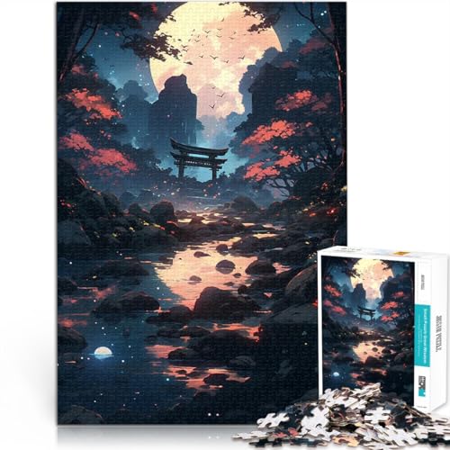 Japanischer Mondlichtwald 1000-teilige Puzzles für Teenager Spielzeug Lernspiele Stressabbau Tolles Geschenk für Spiele 38x26cm von SYUNFEI