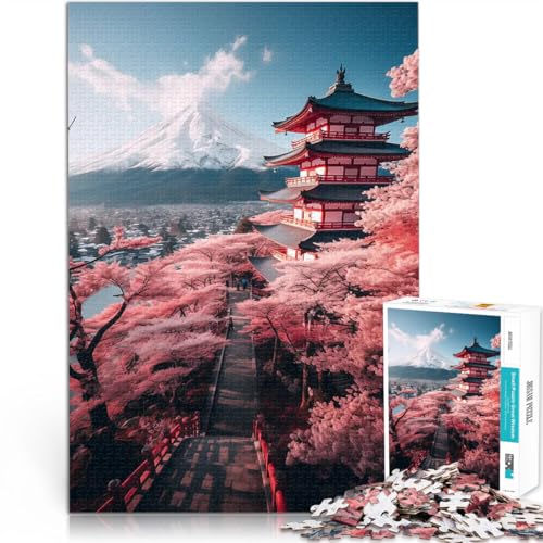 Japans Sakura und Tempel 1000-teiliges Puzzle für Teenager Handgeschwindigkeitswettbewerb Angebot als Geschenk für die ganze Familie 38x26cm von SYUNFEI