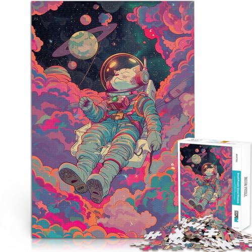 Puzzle 1000 Teile für Erwachsene Musik Astronaut Katze Denksportspiel 10,27 Zoll x 14,96 Zoll ganze Familie von SYUNFEI