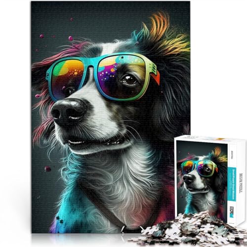 Jigsaw Puzzle Art Bunte Hunde Puzzle für Erwachsene 1000 Teile 14,96 Zoll x 20,47 Zoll Papppuzzles Puzzles für 14-Jährige Lernspielzeug von SYUNFEI