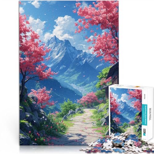 Puzzle für Erwachsene mit 1000 Teilen, Kirschblüten und Berge, Denkspiel, 26 x 38cm, Geburtstagsgeschenk, Geschenke von SYUNFEI