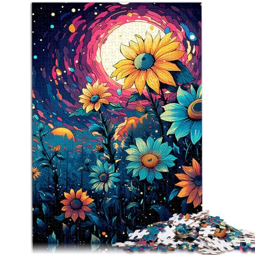 Puzzle für Erwachsene mit 1000 Teilen, Farbgemälde von Sonnenblumen, Denkspiel, 26 x 38cm, lustiges Puzzle für Teenager ab 14 Jahren von SYUNFEI