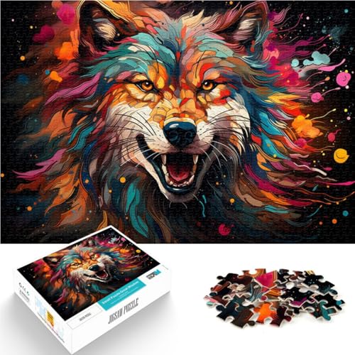 Puzzle für Erwachsene, 1000 Teile, Kunst, Aquarell, Wolf, Puzzle – anspruchsvolles Spiel, tolles Geschenk für Spiele, 10,27 x 14,96 Zoll von SYUNFEI