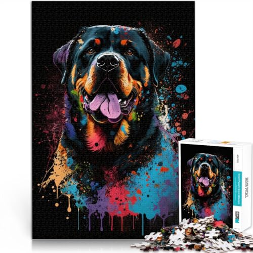 Puzzle für Erwachsene, 1000 Teile, Rottweiler, buntes Puzzle – anspruchsvolles Spiel, 26 x 38cm, lustiges Geschenk von SYUNFEI