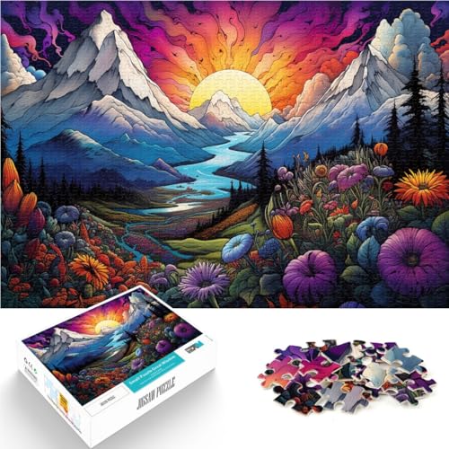 Puzzle für Erwachsene, 1000 Teile, Blumen und Berge, Lernpuzzle für die Heimdekoration, 26x38cm, für 14-Jährige von SYUNFEI