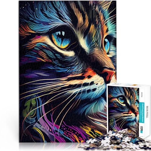 Katze Bunt Puzzle 1000 Teile für Jugendliche Helfen Sie dem Gehirn, süchtig machende Spielzeuge zu trainieren, um Geduld zu entwickeln Geschenkideen 38x26cm von SYUNFEI