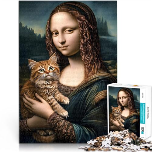 Katze Mona Lisa 1000-teiliges Puzzle für Erwachsene Geschenke zum Suchbegriff: Herausfordernde Spiele Wohnkunstdekor 38x26cm von SYUNFEI