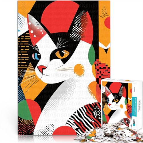 Katze in der geometrischen Kunst 1000-teiliges Puzzle für Teenager Intellektuelles Spiel Angebot als Geschenk für die ganze Familie 38x26cm von SYUNFEI