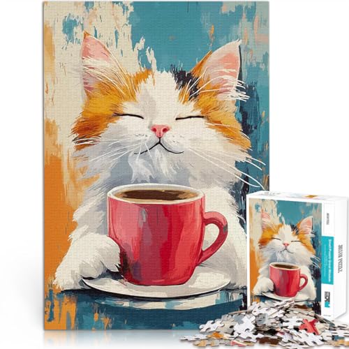 Katze mit Kaffee Puzzle für Erwachsene, 2000 Teile Geschenke zum Suchbegriff: Herausfordernde Spiele Geschenkideen 70x100cm von SYUNFEI