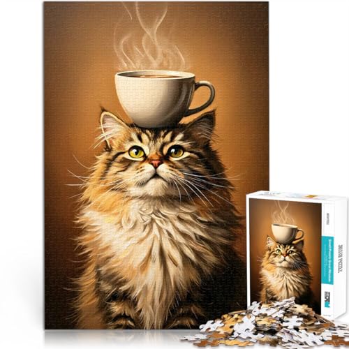 Katze mit Kaffeetasse 1000-teiliges Puzzle für Erwachsene Pädagogisches Familienspiel Lustige Aktivitäten für zu Hause, Geburtstagsgeschenk, Reisegeschenk, 38x26cm Katze mit Kaffeetasse 1000-teiliges Puzzle für Erwachsene Pädagogisches Familienspiel Lustige Aktivitäten für zu Hause, Geburtstagsgeschenk, Reisegeschenk, 38x26cm von SYUNFEI