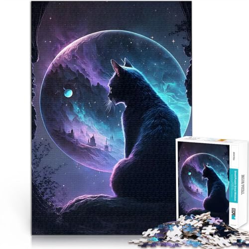 Katze mond Nacht japane 1000-teiliges Puzzle für Erwachsene Anspruchsvolles Spiel und Familienspaß Wichtelgeschenke 38x26cm Katze mond Nacht japane 1000-teiliges Puzzle für Erwachsene Anspruchsvolles Spiel und Familienspaß Wichtelgeschenke 38x26cm von SYUNFEI