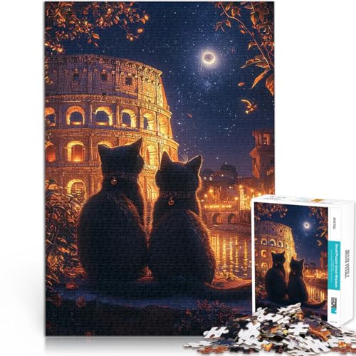 Katzen in Rom Nacht 2000-teiliges Teenager-Puzzle Geschenke zum Suchbegriff: Herausfordernde Spiele Lustiges Geschenk 70x100cm von SYUNFEI