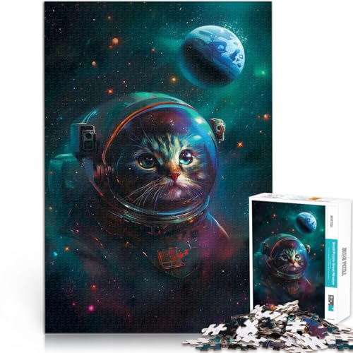 Katzenastronaut im Weltraum 2000-teiliges Teenager-Puzzle Lernspiele DIY Spielzeug Lustige Aktivitäten für zu Hause, Geburtstagsgeschenk, Reisegeschenk, 70x100cm von SYUNFEI
