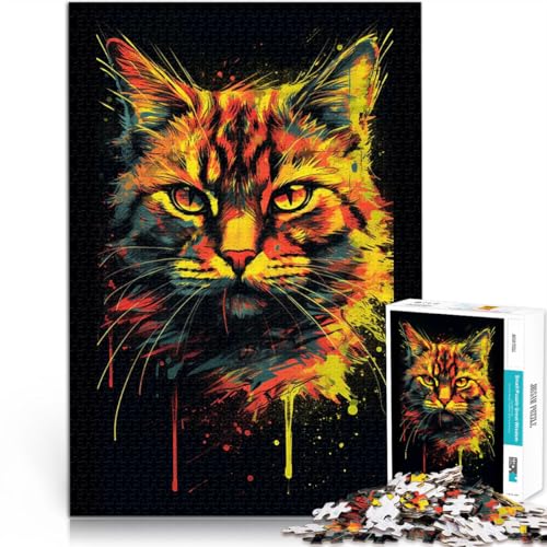 Katzenillustration Puzzle für Teenager 1000 Teile Geschenke zum Suchbegriff: Herausfordernde Spiele Geschenkideen 38x26cm von SYUNFEI