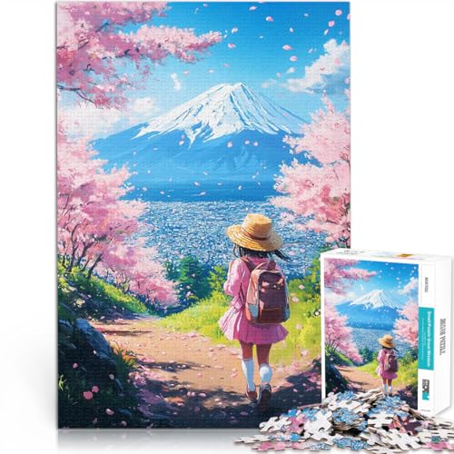 Kirschblüten-Fuji-Blick 1000-teilige Puzzles für Teenager Lernspielzeug für die ganze Familie Tolles Geschenk für Spiele 38x26cm von SYUNFEI
