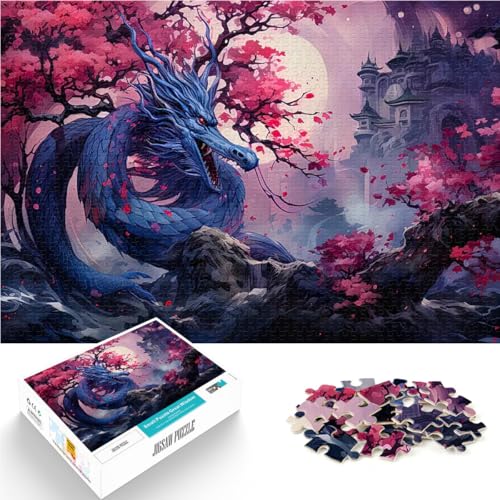 Kirschblütendrache 1000-teiliges Puzzle für Erwachsene Spielzeug-Intellektuelles Spiel mit vollständig ineinander greifenden, zufällig geformten Teilen 38x26cm von SYUNFEI
