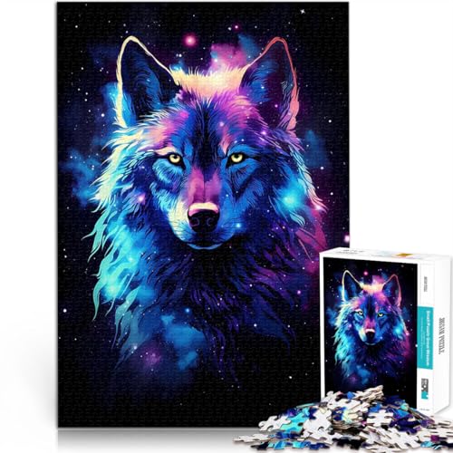 Kosmischer Fantasiewolf 2000-Teile-Puzzle für Erwachsene Anspruchsvolles Spiel und Familienspaß Geburtstagsgeschenke 70x100cm von SYUNFEI