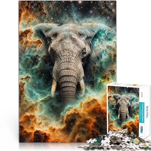 Kosmischer Nebel Elefant 1000-teilige Puzzles für Teenager Lernspiel-Herausforderungsspielzeug Tolles Geschenk für Spiele 38x26cm von SYUNFEI