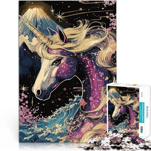 Kosmisches Einhorn mit dem Berg Fuji Puzzle für Erwachsene 1000 Teile Familienspiel für und Heimdekoration Spielzeug 38x26cm von SYUNFEI