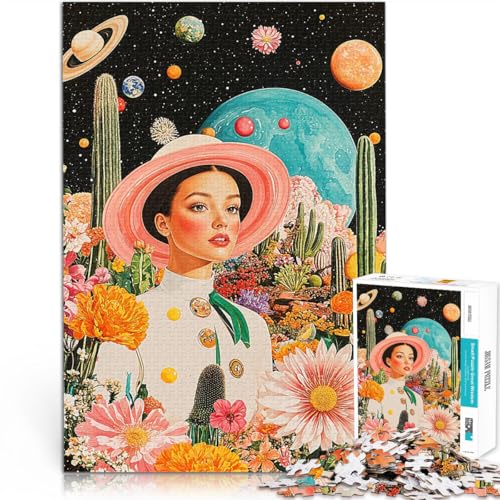 Kosmisches Gartenmädchen Puzzle für Jugendliche 1000 Teile für Lernspiel-Herausforderungsspielzeug Kunstwerk Geschenk 38x26cm von SYUNFEI