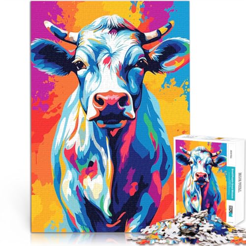 Kuh Tier WPAP Teenager 1000-teiliges Puzzle Helfen Sie dem Gehirn, süchtig machende Spielzeuge zu trainieren, um Geduld zu entwickeln Geschenkideen 38x26cm von SYUNFEI