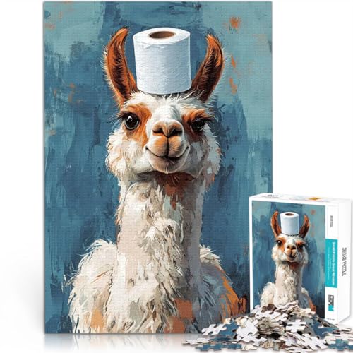 Lama mit Toilettenpapierhut Puzzle 1000 Teile für Teenager Anspruchsvolles Spiel und Familienspaß Geburtstagsgeschenk 38x26cm von SYUNFEI