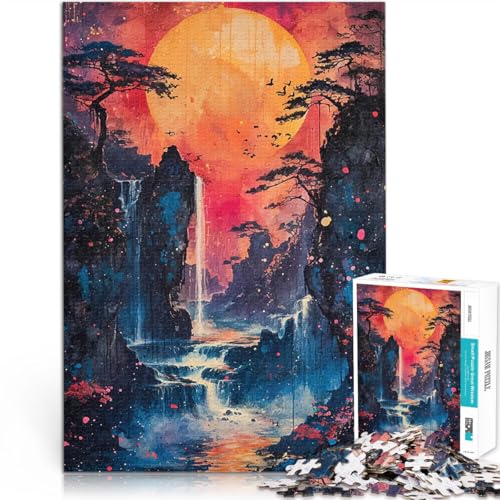 Landschaft Natur Sonnenuntergang 1000-teilige Puzzles für Teenager Quizspiel Lustige Aktivitäten für zu Hause, Geburtstagsgeschenk, Reisegeschenk, 38x26cm von SYUNFEI