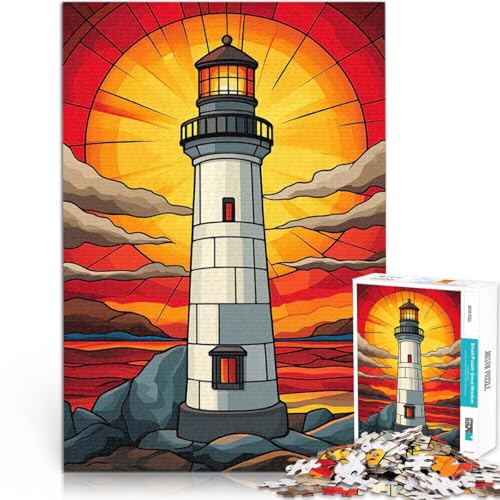 Leuchtturm Sonnenuntergang Puzzle für Teenager 1000 Teile Lernspiel-Herausforderungsspielzeug Heimdekoration Spielzeug 38x26cm von SYUNFEI