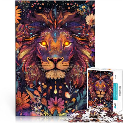 Löwe in farbenfroher Kunst Teenager 1000 Teile Puzzle für Lernspiel-Herausforderungsspielzeug Tolles Geschenk für Spiele 38x26cm von SYUNFEI