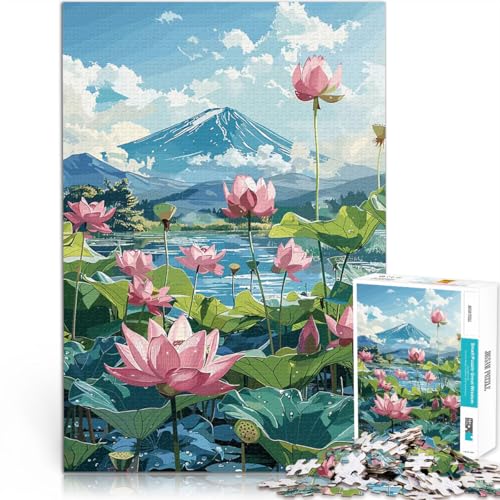 Lotusteich mit Berg Fuji Puzzle 1000 Teile für Jugendliche Lernspiel-Herausforderungsspielzeug Tolle Geschenke und Spielzeuge 38x26cm von SYUNFEI