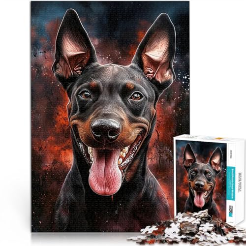 Lustiges Dobermann-Porträt 1000-teilige Puzzles für Teenager Mustermontage mit vollständig ineinander greifenden, zufällig geformten Teilen 38x26cm Lustiges Dobermann-Porträt 1000-teilige Puzzles für Teenager Mustermontage mit vollständig ineinander greifenden, zufällig geformten Teilen 38x26cm von SYUNFEI