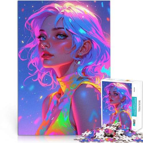 Mädchen Neon Wunderland 1000-teilige Puzzles für Erwachsene Spiele Spielzeug Geschenk Wanddekoration Einzigartige Geburtstags 38x26cm von SYUNFEI