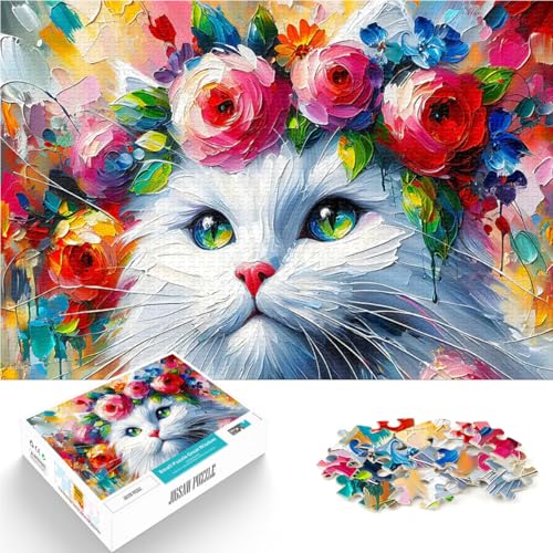 Majestätische blühende Katze aus Acryl 2000-teiliges Puzzle für Erwachsene Lustige Spiele Lernspiel für Geburtstag, Weihnachten 70x100cm von SYUNFEI