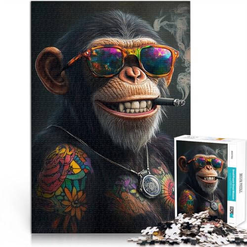 Modischer Orang-Utan 1000-teilige Puzzles für Teenager Staycation: Zeit totschlagen Jedes Stück ist einzigartig – Anspruchsvolles Familienspiel 38x26cm von SYUNFEI