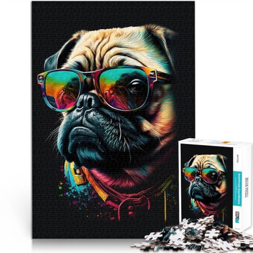 Möpse in Sonnenbrillen 1000 Teenager-Teile-Puzzle Geschenke zum Suchbegriff: Herausfordernde Spiele Wichtelgeschenke 38x26cm von SYUNFEI