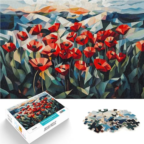 Mohn im Feld Kubismus Kunst 1000-teilige Puzzles für Erwachsene Denkspiel Wanddekoration Einzigartige Geburtstags 38x26cm von SYUNFEI
