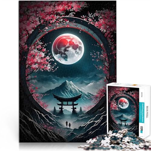 Mondbeschienene Sakura-Gelassenheit Puzzle für Erwachsene mit 1000 Teilen Familienspiel für und Heimdekoration Spielzeug 38x26cm von SYUNFEI