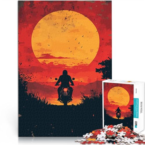 Motorradtour bei Sonnenuntergang 1000-teiliges Puzzle für Erwachsene Stressabbau-Spielzeug Geeignet für die Schreibtischdekoration 38x26cm von SYUNFEI