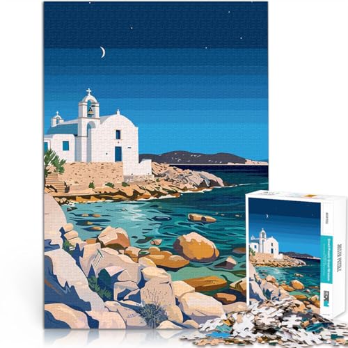 Mykonos Griechenland Minimalist 1000-teiliges Puzzle für Erwachsene Lustige Spiele Wanddekoration Einzigartige Geburtstags 38x26cm von SYUNFEI