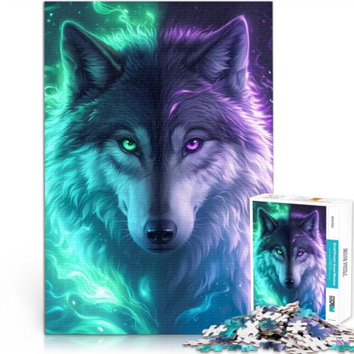 Mystischer Wolf 1000 Teenager-Teile-Puzzle Gehirnintelligenz-Herausforderung süchtig machendes Spielzeug Für Paare geeignet 38x26cm von SYUNFEI