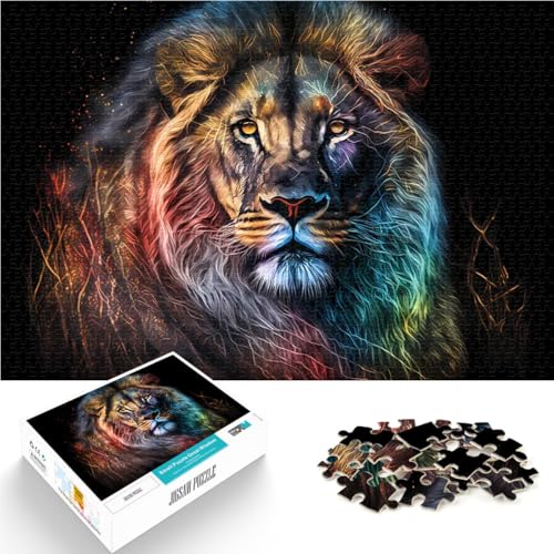 Neon Aquarell Löwe Teenager 1000-teiliges Puzzle Geschenke zum Suchbegriff: Herausfordernde Spiele Wichtelgeschenke 38x26cm von SYUNFEI