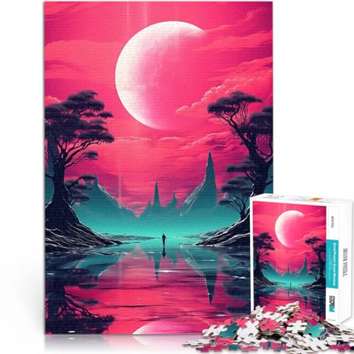 Neon-Synthwave-Fantasie 1000-teiliges Puzzle für Erwachsene Stressabbau-Spielzeug Jedes Stück ist einzigartig – Anspruchsvolles Familienspiel 38x26cm von SYUNFEI