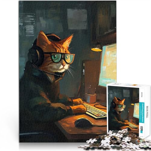 Niedliche Cartoon-Katze 2000-teiliges Teenager-Puzzle Spielzeug Lernspiele Stressabbau Wunschliste mit dem Weihnachtsmann 70x100cm von SYUNFEI