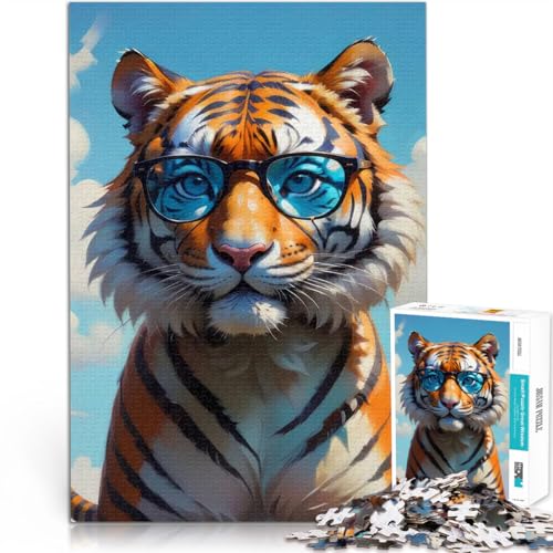 Niedlicher Tiger mit Sonnenbrille Puzzle für Teenager 2000 Teile Lustige Spiele Jedes Stück ist einzigartig – Anspruchsvolles Familienspiel 70x100cm von SYUNFEI