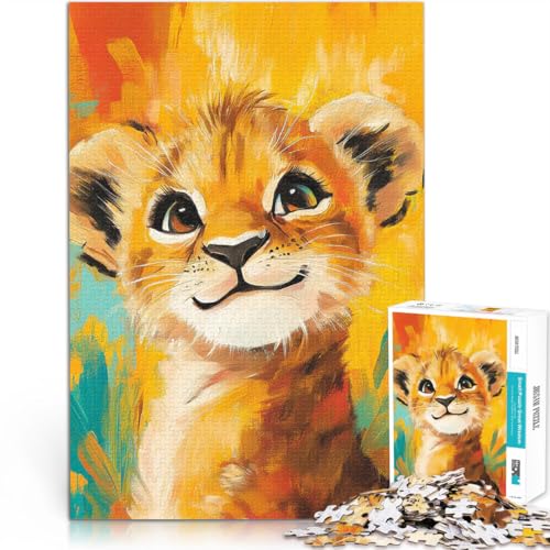 Niedliches Löwenjunges-Porträt Puzzle 1000 Teile für Erwachsene Quizspiel mit vollständig ineinander greifenden, zufällig geformten Teilen 38x26cm Niedliches Löwenjunges-Porträt Puzzle 1000 Teile für Erwachsene Quizspiel mit vollständig ineinander greifenden, zufällig geformten Teilen 38x26cm von SYUNFEI